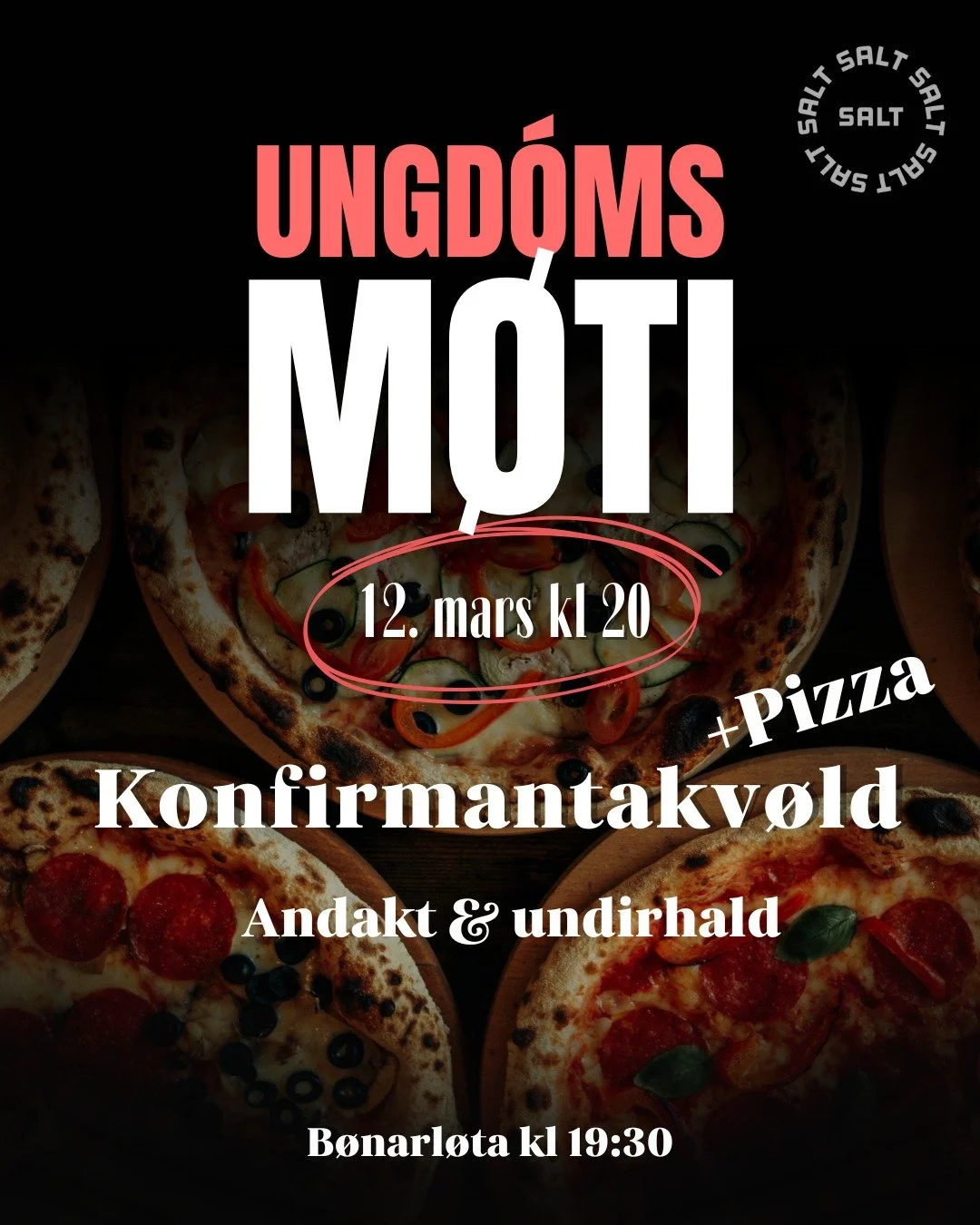 Komandi h&oacute;skv&oslash;ld koma konfirmantarnir at vitja! 🤩⛪
&Aacute; skr&aacute; er andakt fr&aacute; J&aacute;kup Br&uacute;s&aacute;, undirhald, hugni og sj&aacute;lvandi bj&oacute;&eth;a vit eisini pitsa aftan&aacute; m&oslash;ti! 😁🙌
&Osla