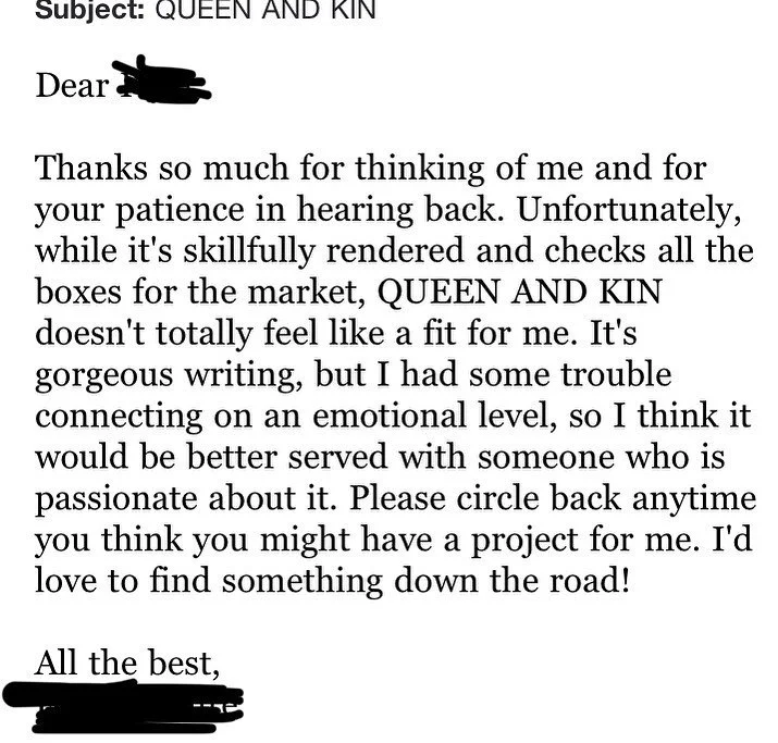 So, another rejection&mdash;and on the surface, it seems like a bad thing. Of course, in some ways, it is. It still sucks. BUT, this is the most encouraging rejection I&rsquo;ve gotten so far (number 3 or 4 I think?). Why? Because the first few rejec