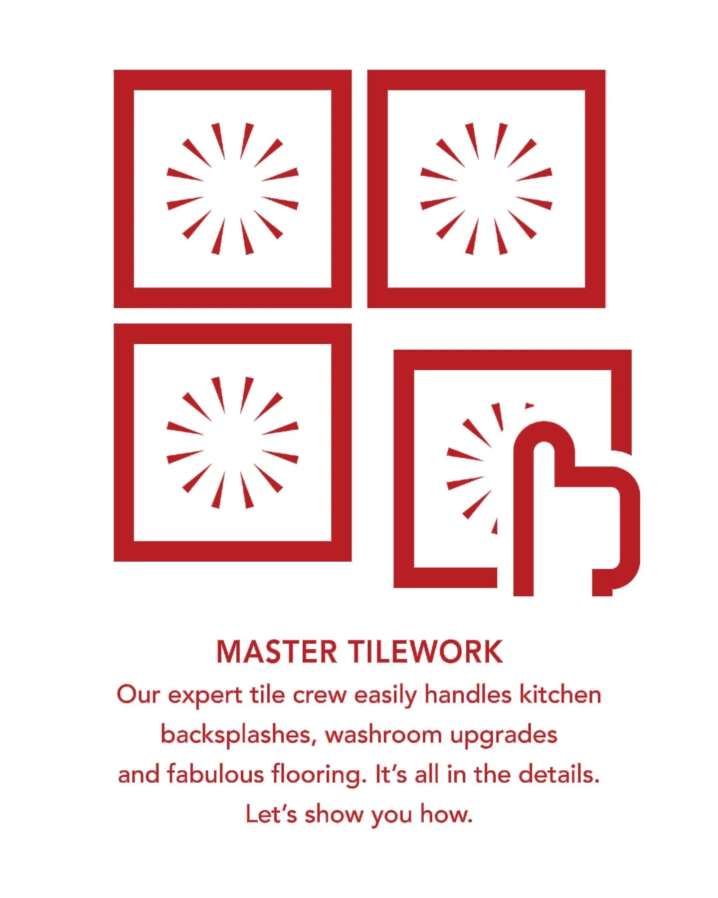 MASTER TILEWORK: Our expert tile crew easily handles kitchen backsplashes, washroom upgrades, and fabulous flooring. It&rsquo;s all in the details let&rsquo;s show you how. 🏝️⚒️🥇💯