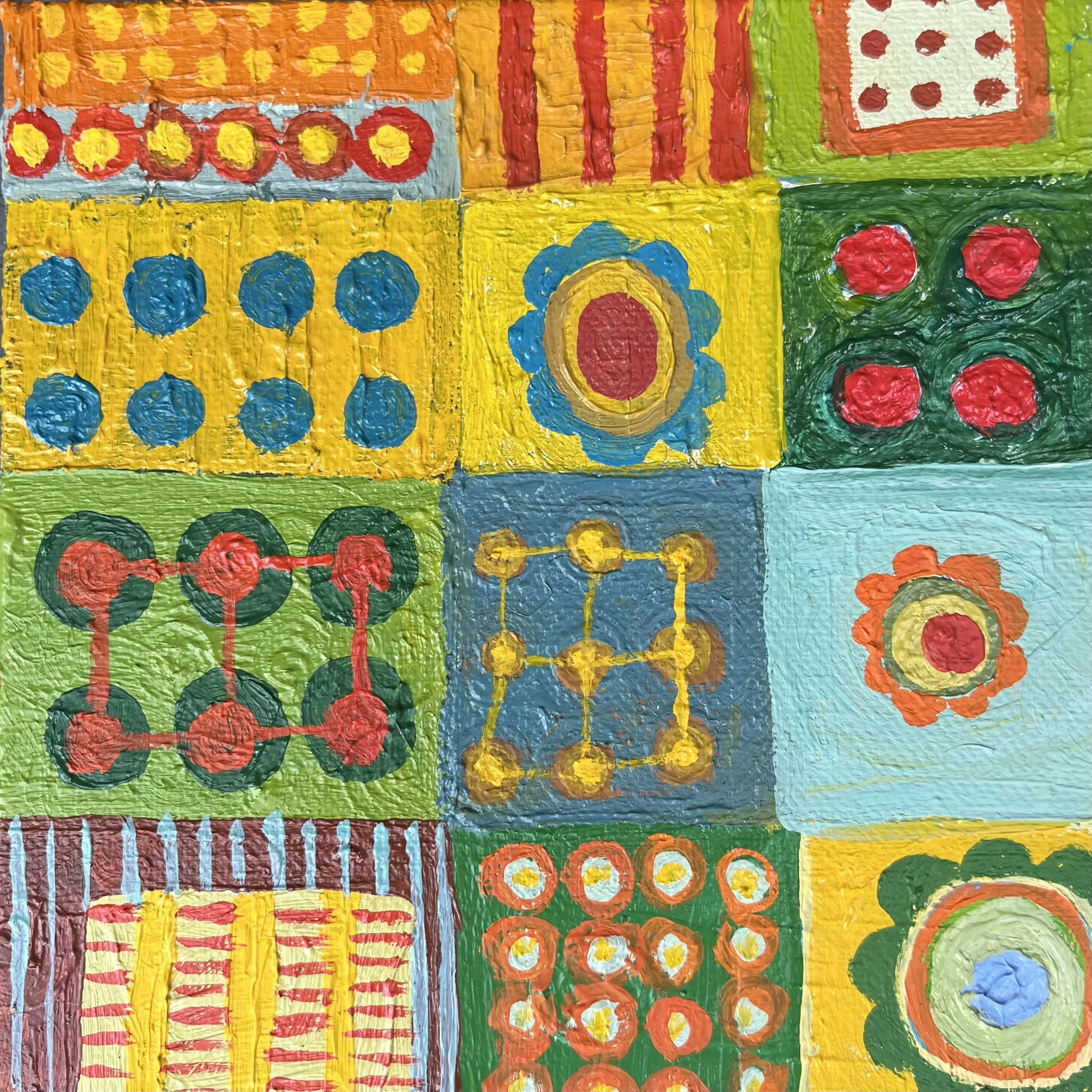 “Flowers and Molecules”, oil on canvas 6x6 inches