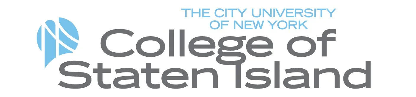 Logo of The City University of New York College of Staten Island with a blue globe icon.