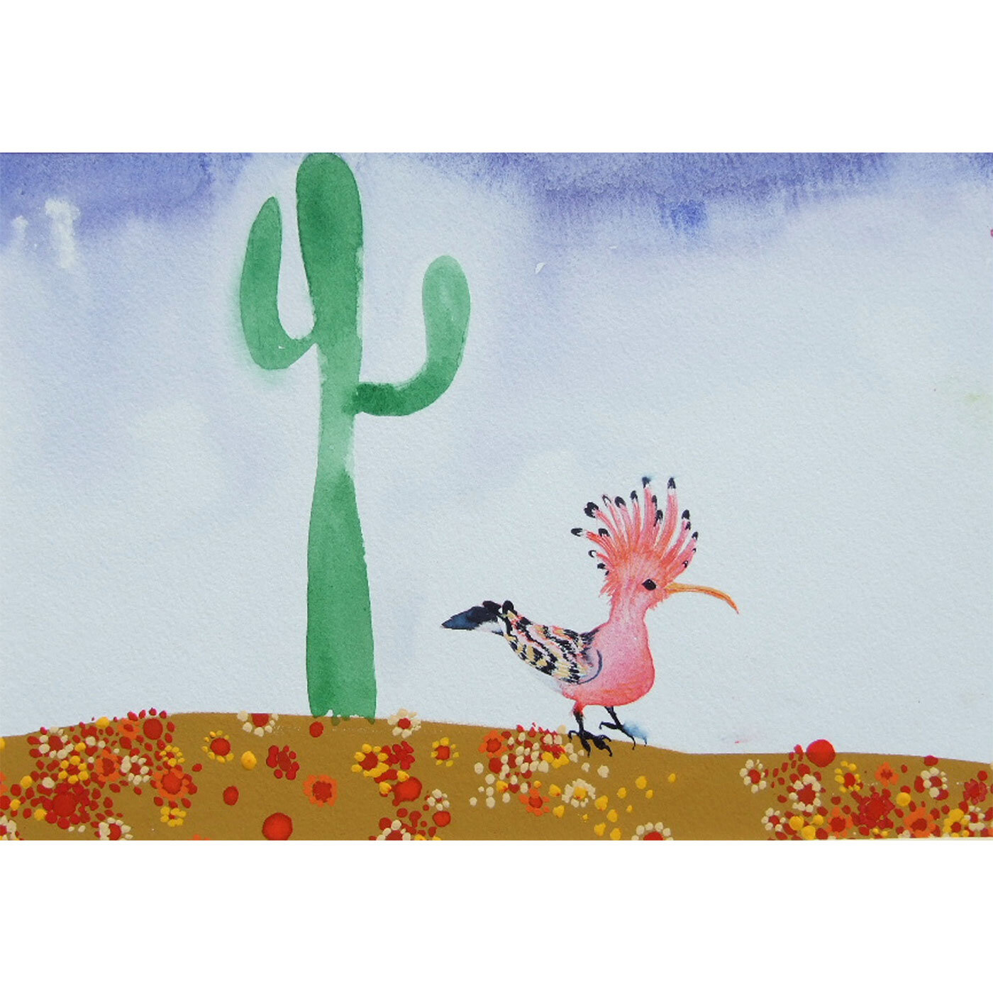 Hoopoe with Cactus