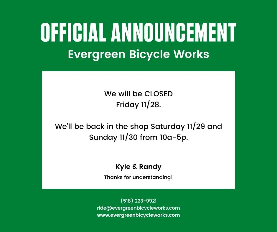 We&rsquo;ll be closed this Friday so we can recover from Thanksgiving dinner. Come see us Saturday and Sunday!