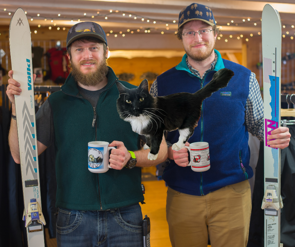 Kyle & Randy stand for a photo inside Collamer Bike & Ski (photo from 2018).