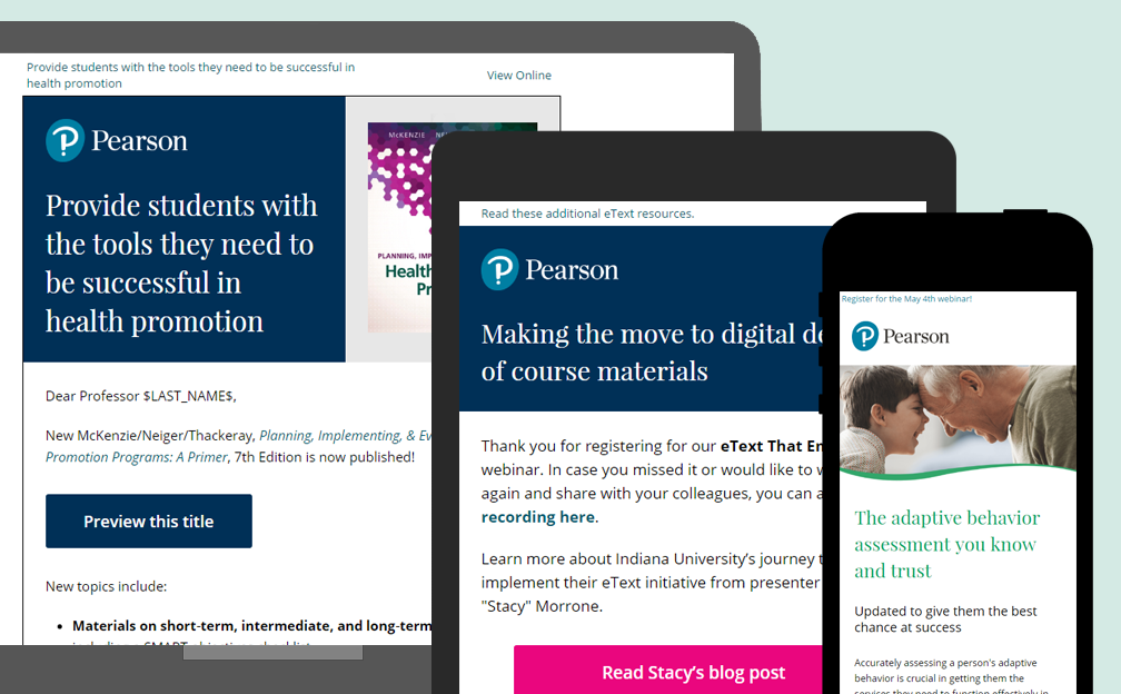 Pearson Education Mobile Responsive Emails