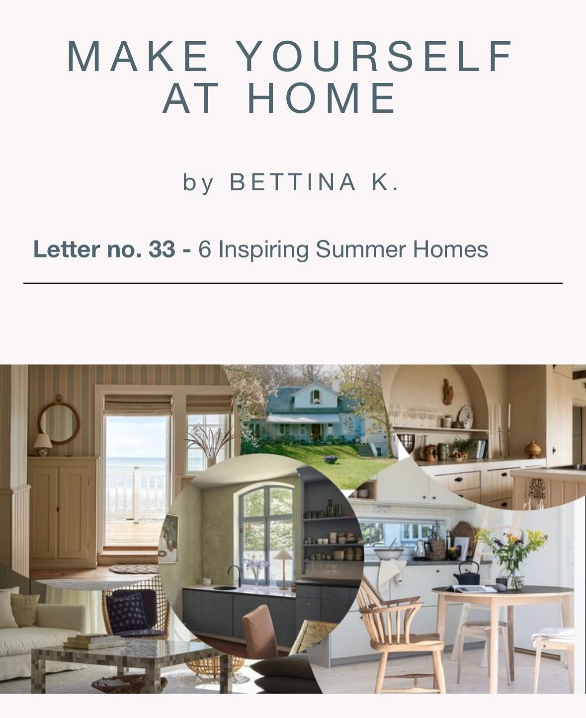 In this weeks newsletter I&rsquo;m sharing 6 inspiring summer homes.

From eclectic mix, blue kitchens, timeless design, French influences and a 30 square metre dream.

Get your copy by subscribing via the link in the bio. Or comment below and I&rsqu