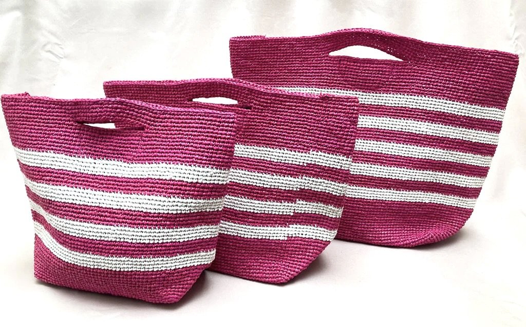 handwoven pink white stripe rose pink clutch bag