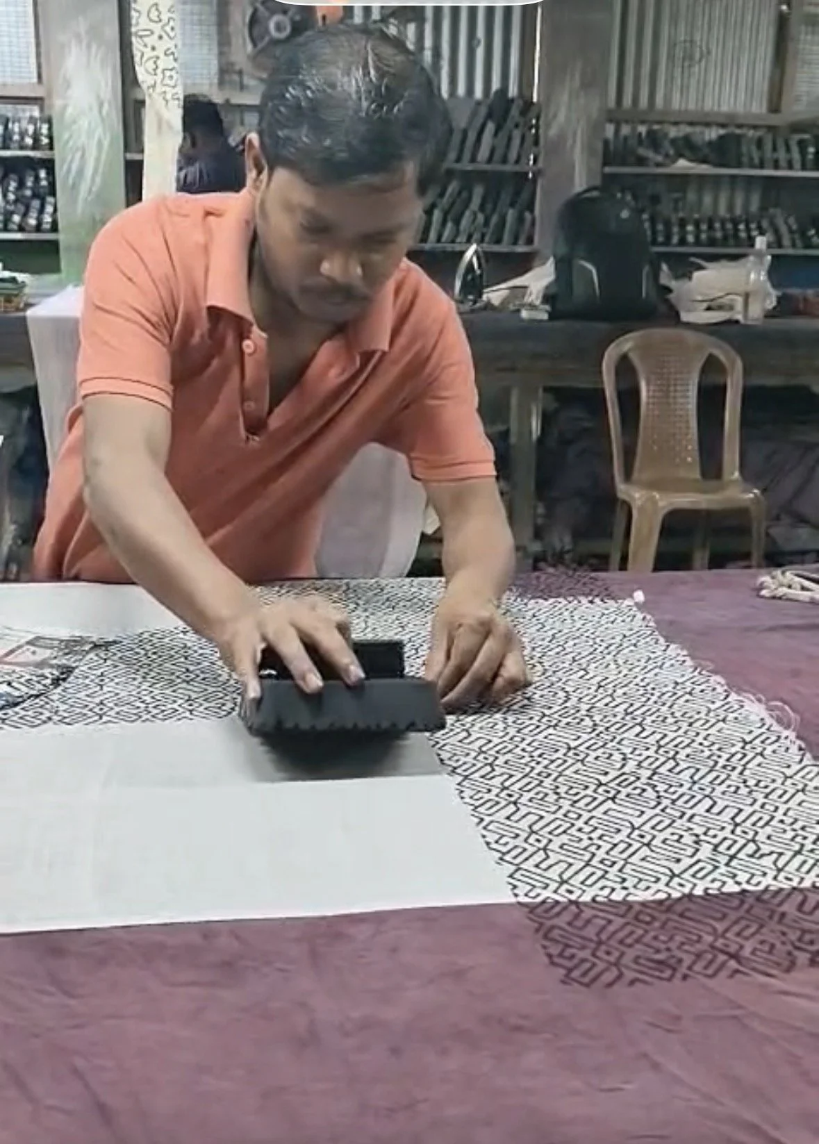 artisan block printing on merino wool