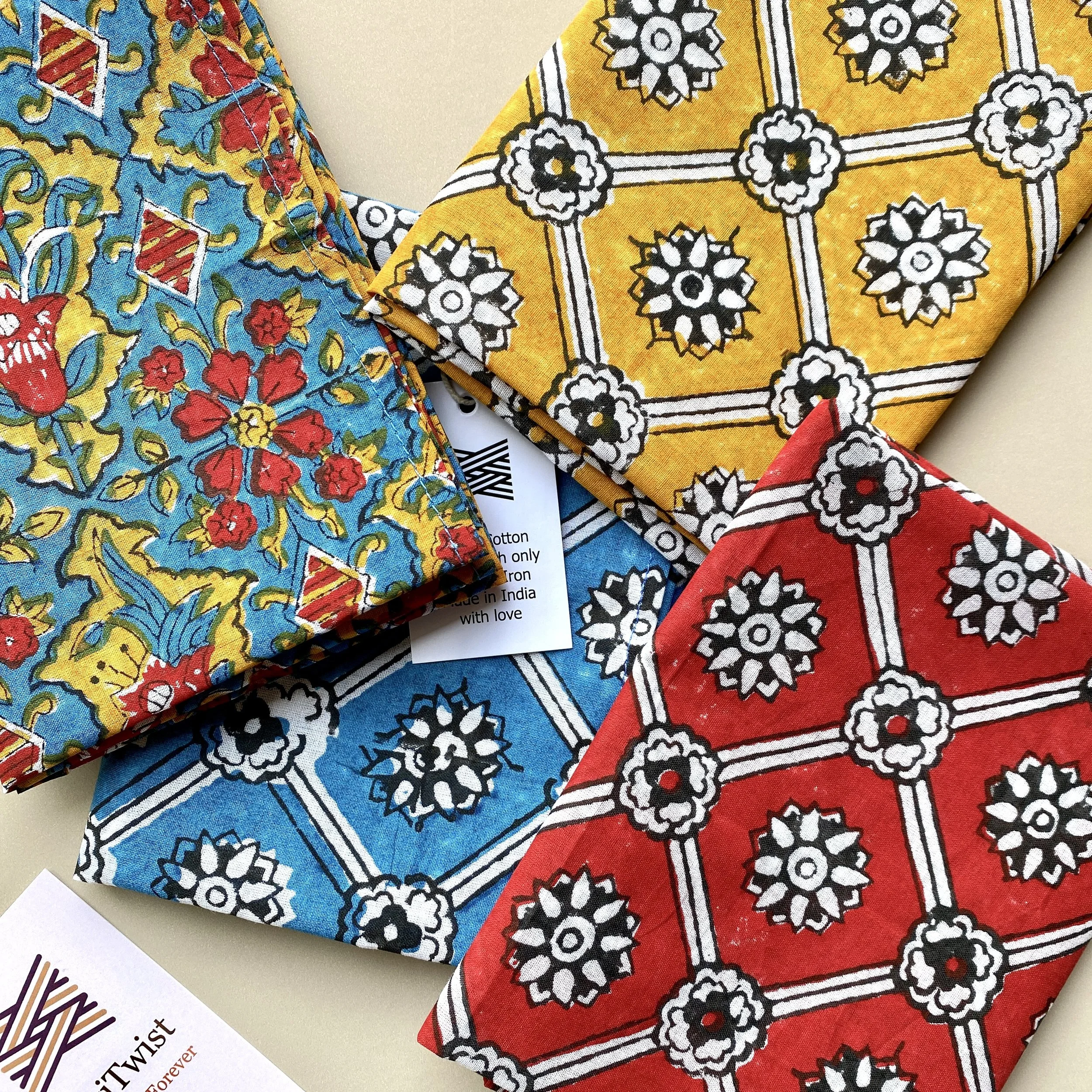 hand block print cotton handkerchiefs man size vibrant colours