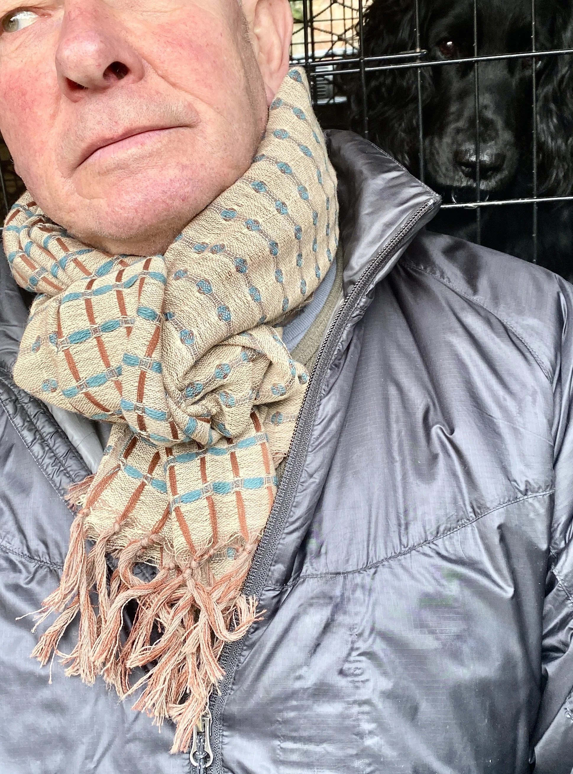 soft green dash handwoven merino scarf natural dyes