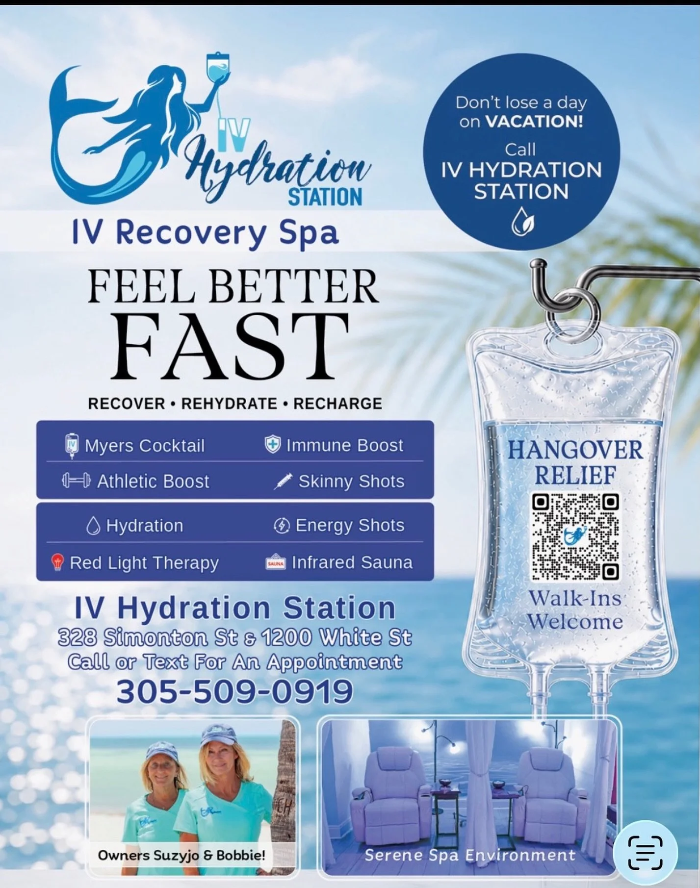 IV HYDRATION THERAPY!💧🧜🏼&zwj;♀️
Rehydrate, Recover and Relax at IV Hydration Stations! Cure a hangover, boost your immune system or just enhance your physical wellbeing. Sit in the &ldquo;people watching&rdquo; window chairs with a friend or relax