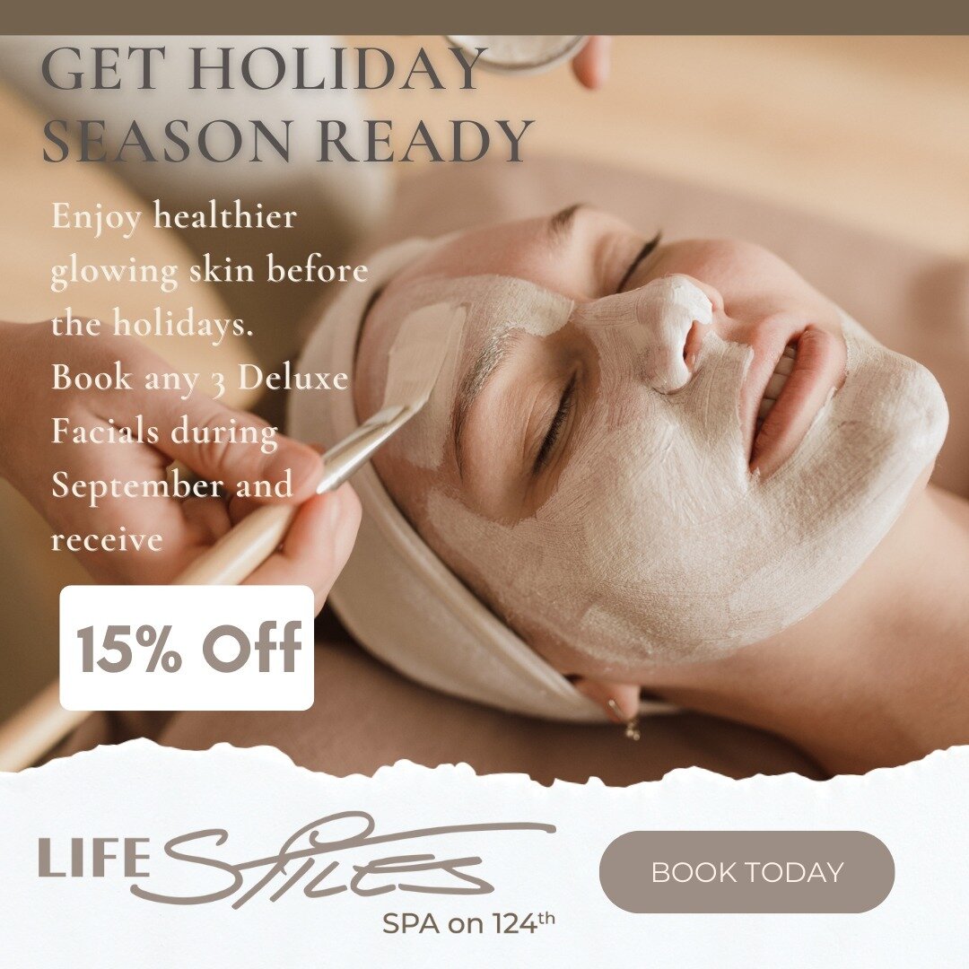 SEPTEMBER SPECIAL⁠
Get your skin ready for the upcoming holiday season with a series of 3 custom facials over the fall. ⁠
Book any 3 Deluxe Facials during the month of September and get 15% off. ⁠
⁠
#GMCollin #YonKa #SpaServices #QualityTime #TLCTime
