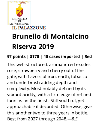 From “Wine Spectator’s Insider Weekly - Edition 2019 RISERVA, March 26 2025”