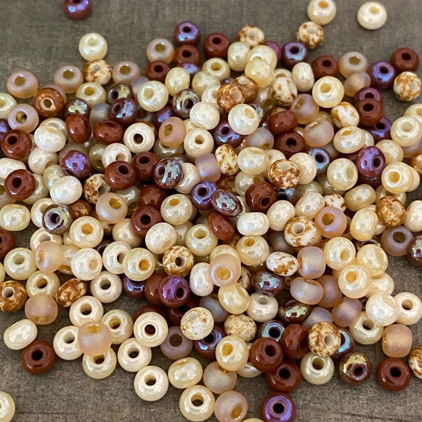 On the agenda for today &hellip; this Vicu&ntilde;a Flash mix from @johnbeadcorp is going to become a gorgeous spiral 🪴
#beautifulbeads #daniellewickesjewelry #beadweaving #seedbeads #travertinebeads #beadedjewelry #beadingsupplies
