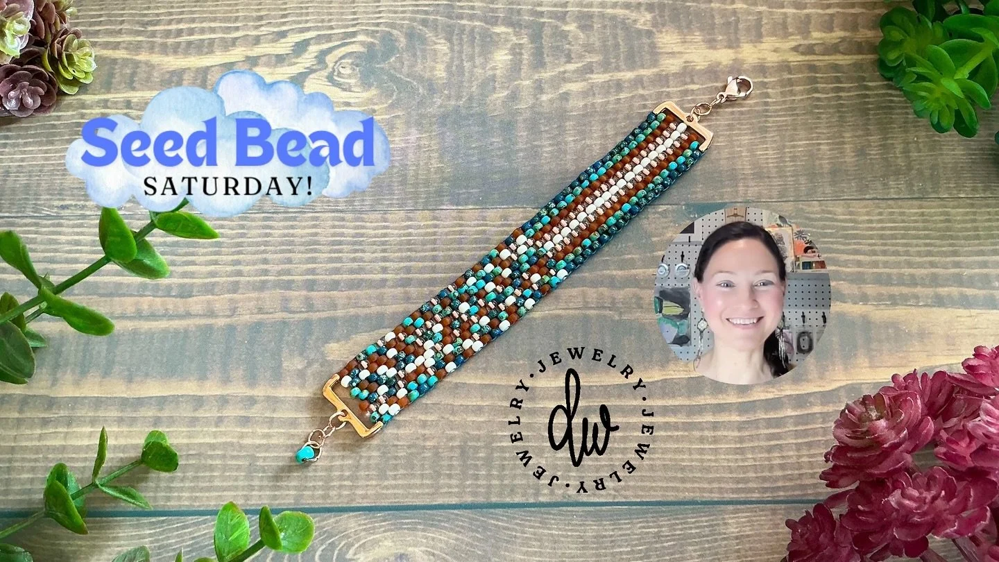Hi everyone! I&rsquo;m premiering a recorded video today for our Seed Bead Saturday 💕 #daniellewickesjewelry #peyotebracelet #cymbalmetalelements #gorgeousfalljewelry
