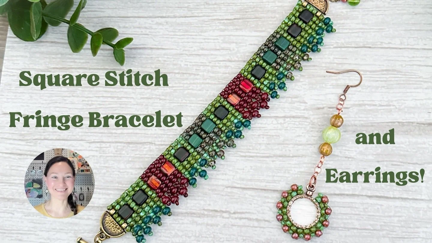 New video and pdf today 💕 
https://www.daniellewickesjewelry.com/patternstutorials/square-stitch-fringe-bracelet