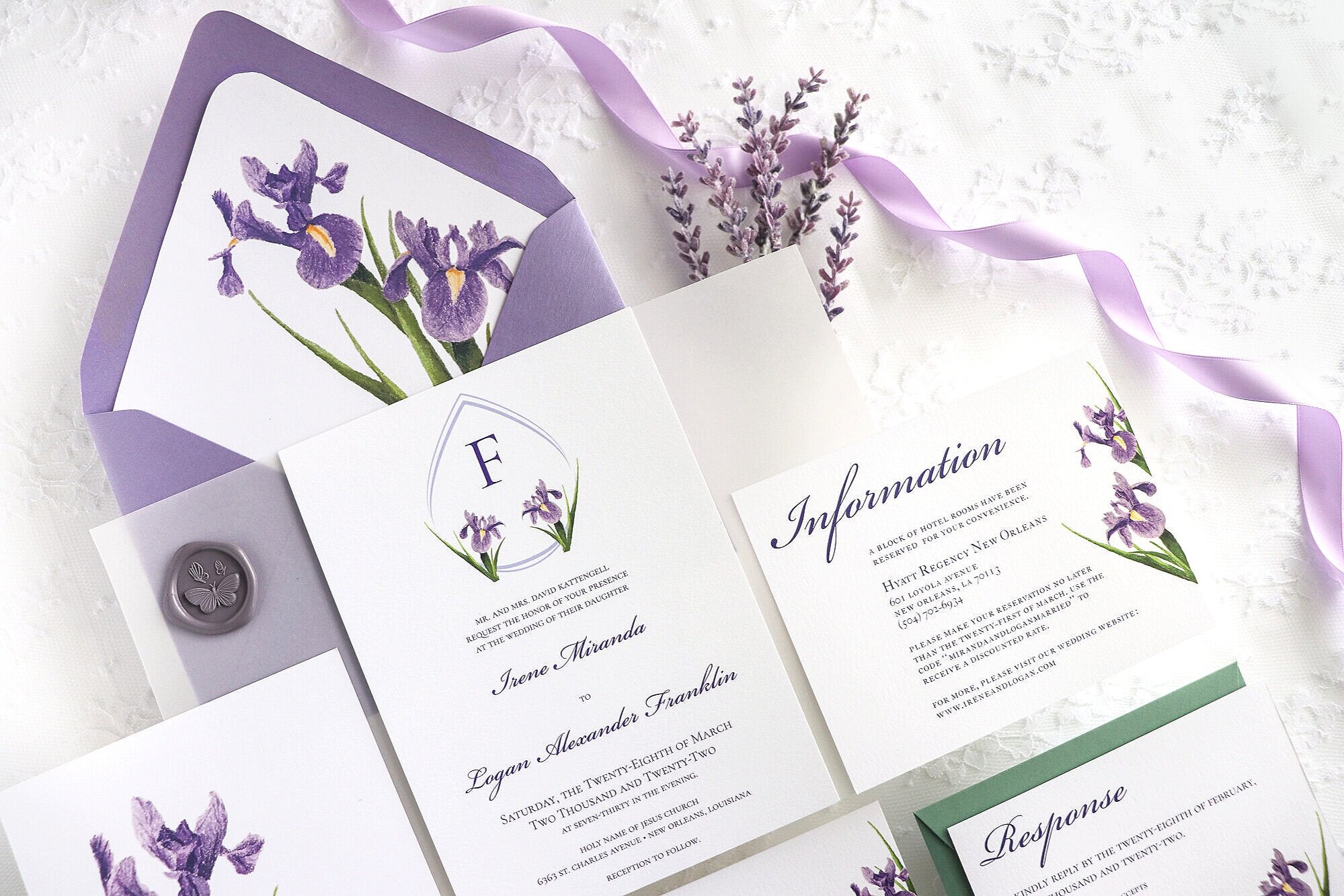 50 PERSONALISED SAVE THE DATE WEDDING CARDS AND WHITE ENVELOPES purple butterfly 