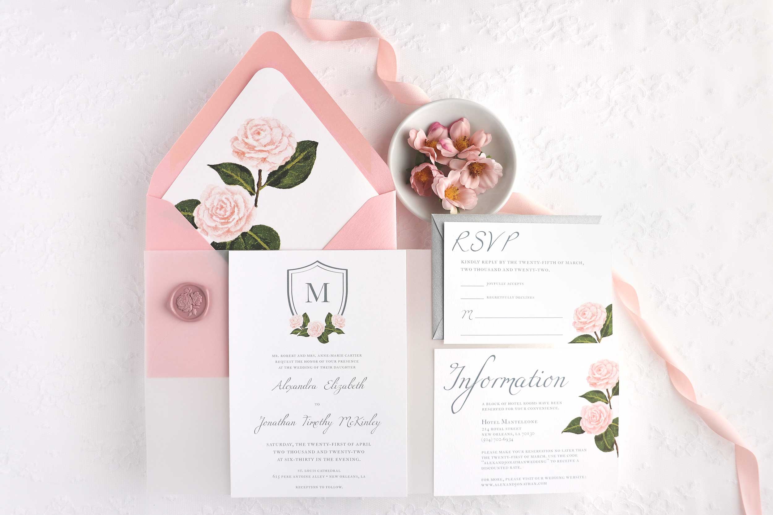 Camellia Memories_Floral Semi Custom Wedding Invitations_Camellia