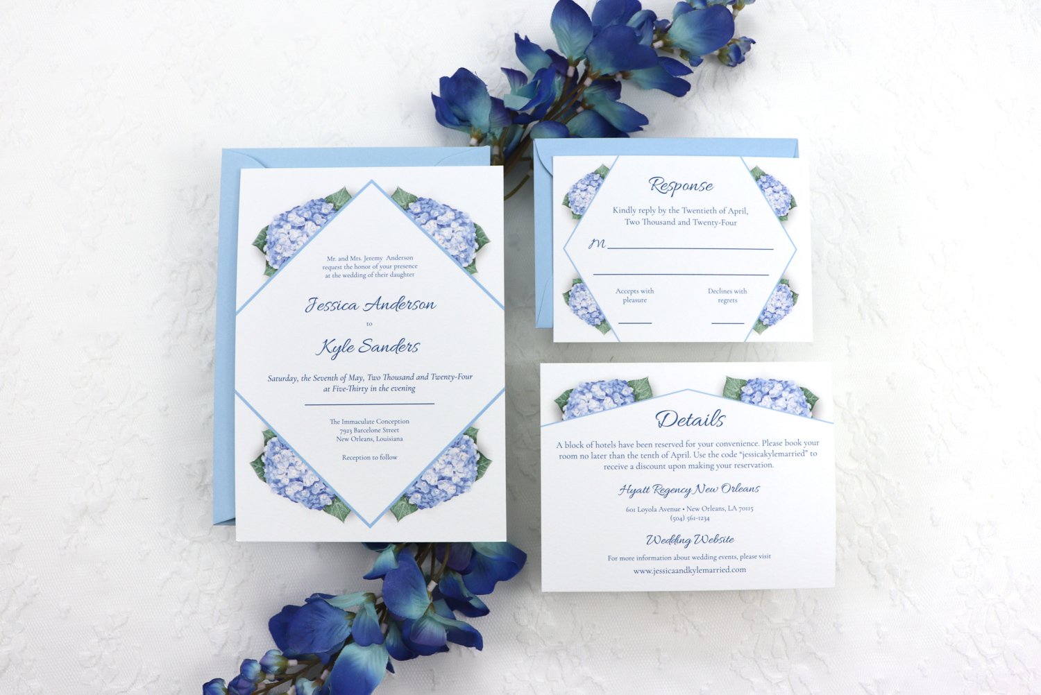 Camellia Memories_Floral Semi Custom Wedding Invitations_Hydrangea