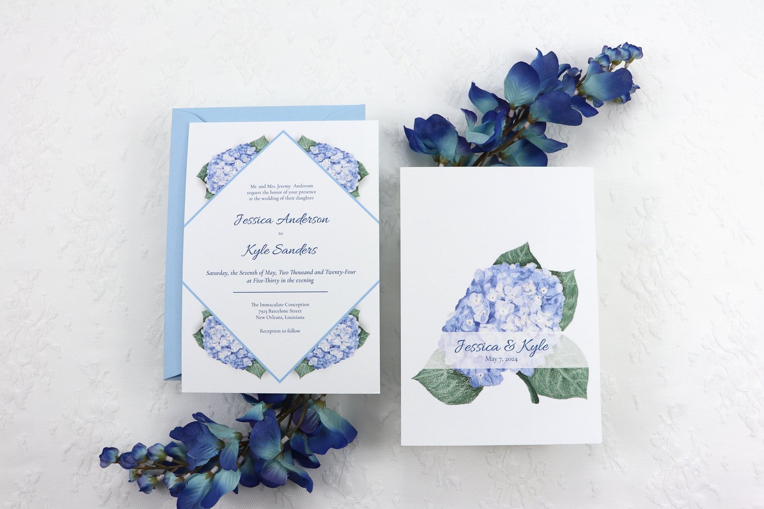 Camellia Memories_Floral Semi Custom Wedding Invitations_Hydrangea