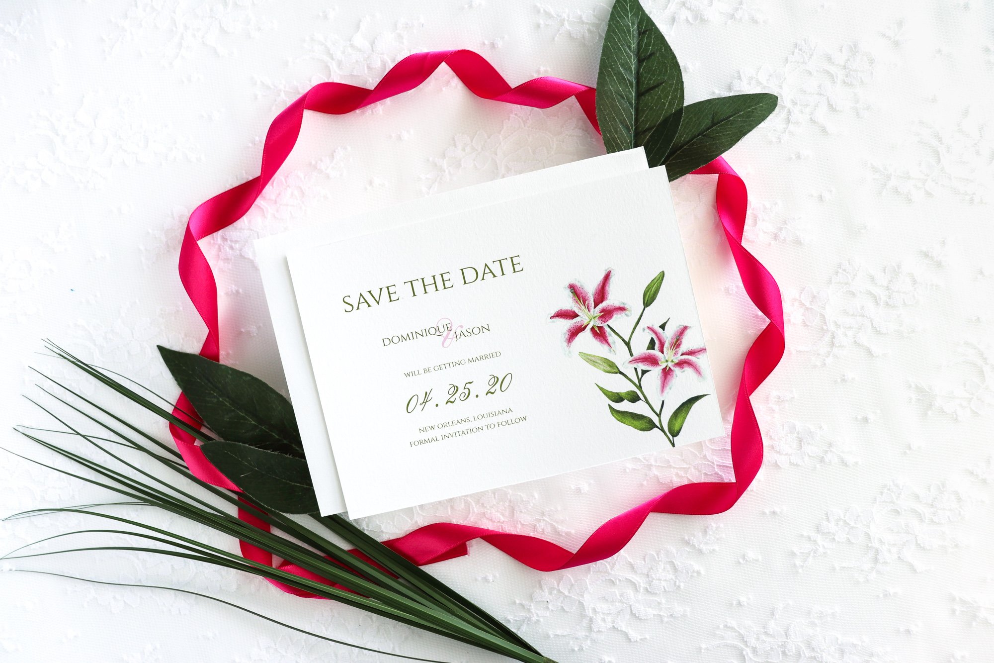 Camellia Memories_Floral Semi Custom Wedding Invitations_Stargazer Lily