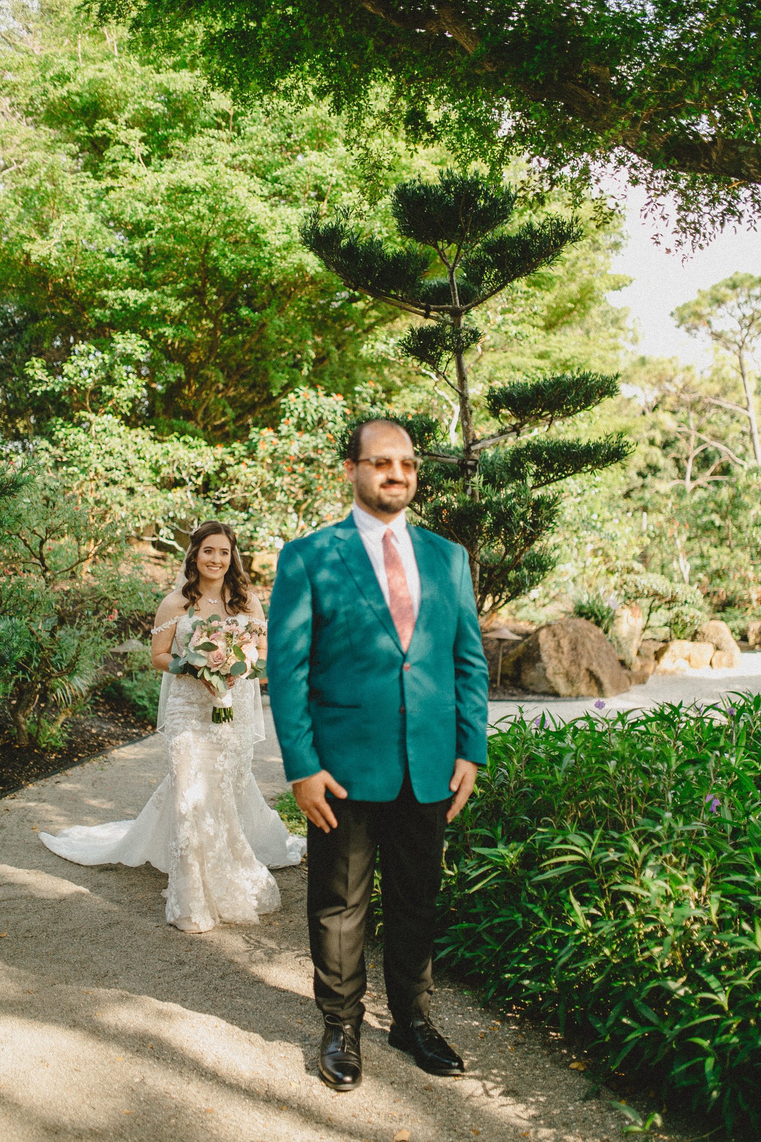 First look at wedding Japanese garden