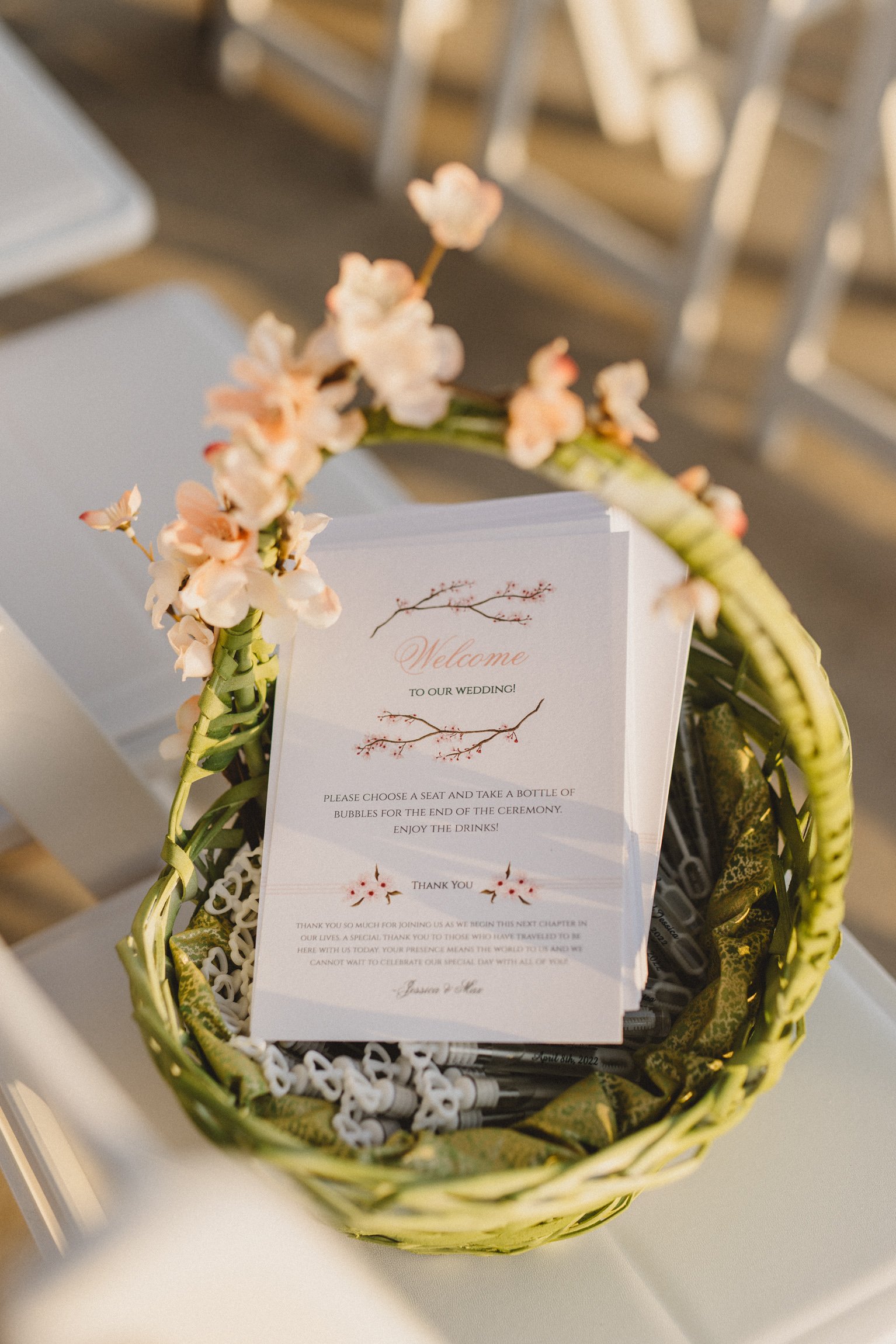 Cherry blossom wedding programs