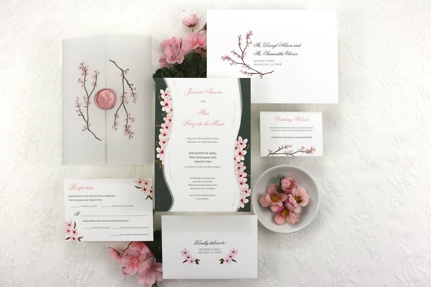 Camellia Memories Custom Wedding Invitation Suites