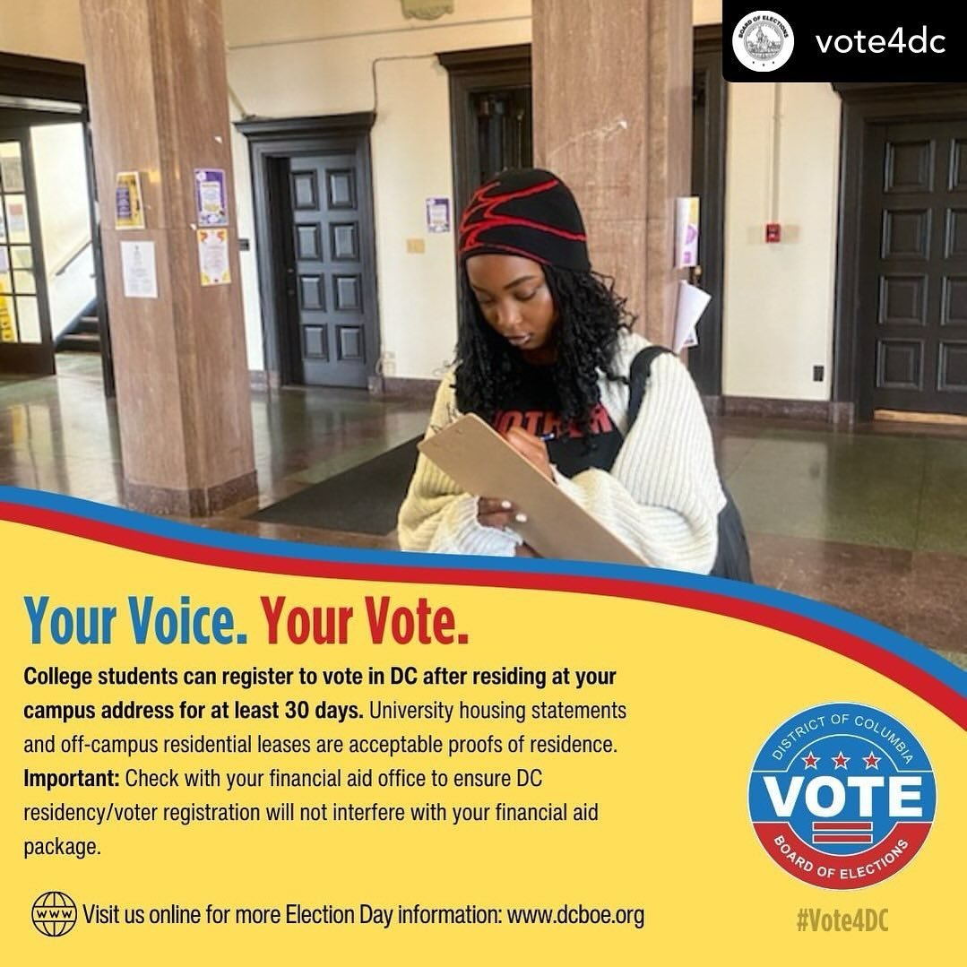 Posted @withregram &bull; @vote4dc #DidYouKnow that university housing statements and off-campus residential leases are acceptable proofs of residence? That&rsquo;s right, college students can register to vote using their campus address after residin