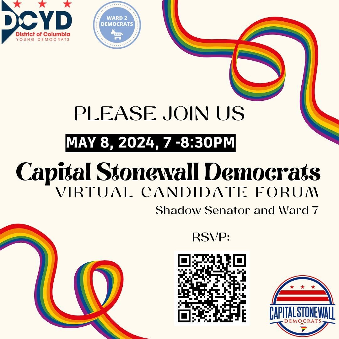 Join #Ward2Dems and our sister Democratic organizations as we host virtual candidate debates on May 8 AND May 13. Visit our website for details and to sign up! #DCDems #Democrats #Vote