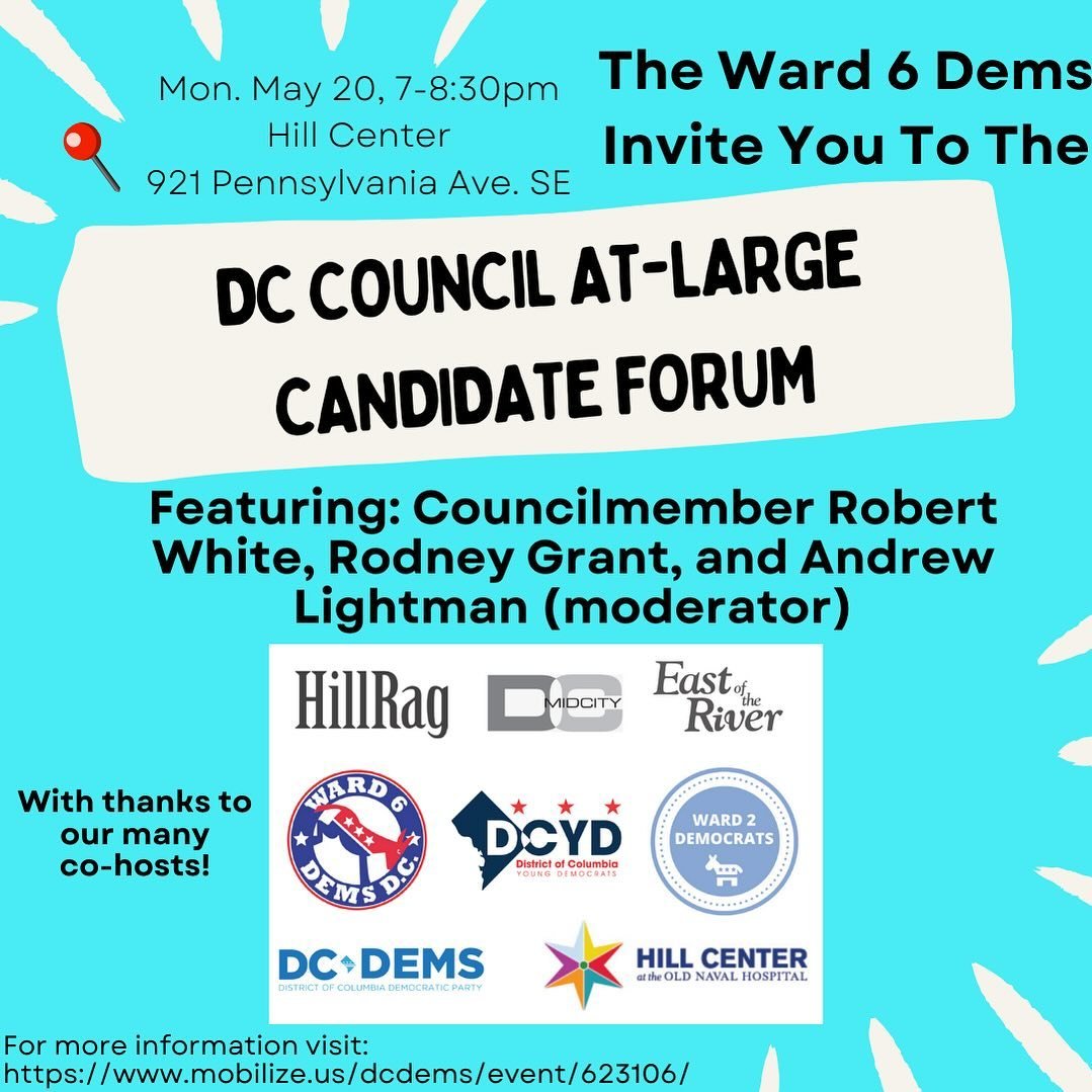 Your next opportunity to hear the candidates for At-Large Councilmember is this Monday! Visit Ward2Democrats.org to register! #Ward2Dems #DCDems #Democrats