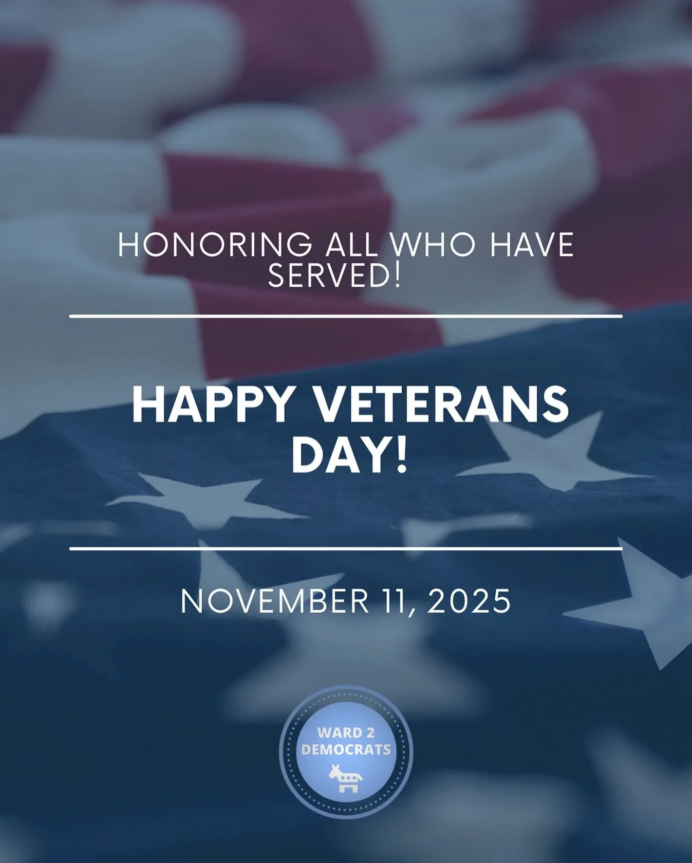 This Veterans Day we proudly salute the brave men and women who have served our nation. Their courage and dedication remind us of the true meaning of service. Thank you, Veterans &mdash; today and every day. #VeteransDay #Ward2Dems #DCDems