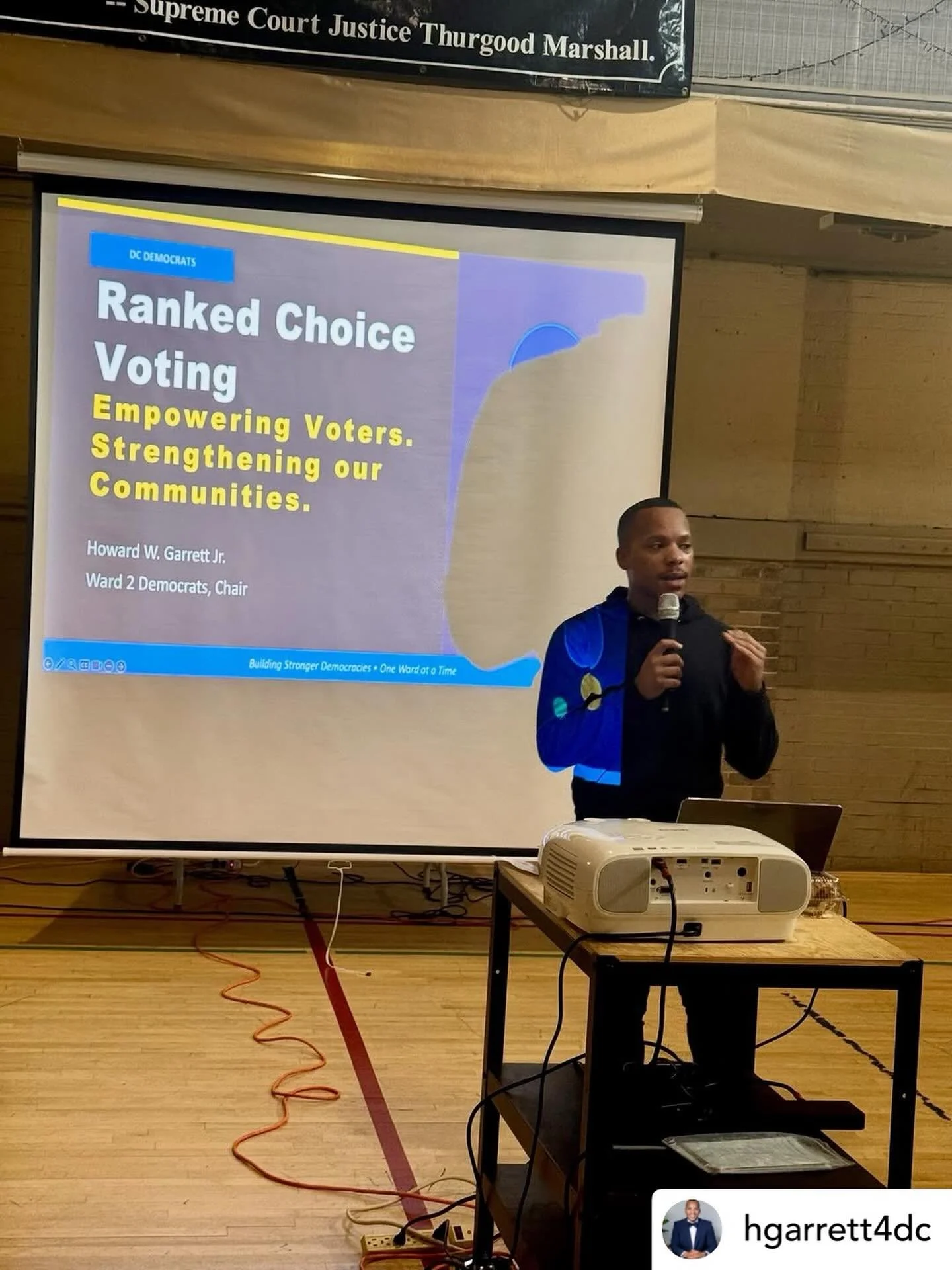 Get @reshare_app &bull; @hgarrett4dc Thanks to the @dcdemocrats for allowing me to present on outreach efforts we can undertake as residents to inform our community about rank-choice voting. The primary election is right around the corner. Do your pa