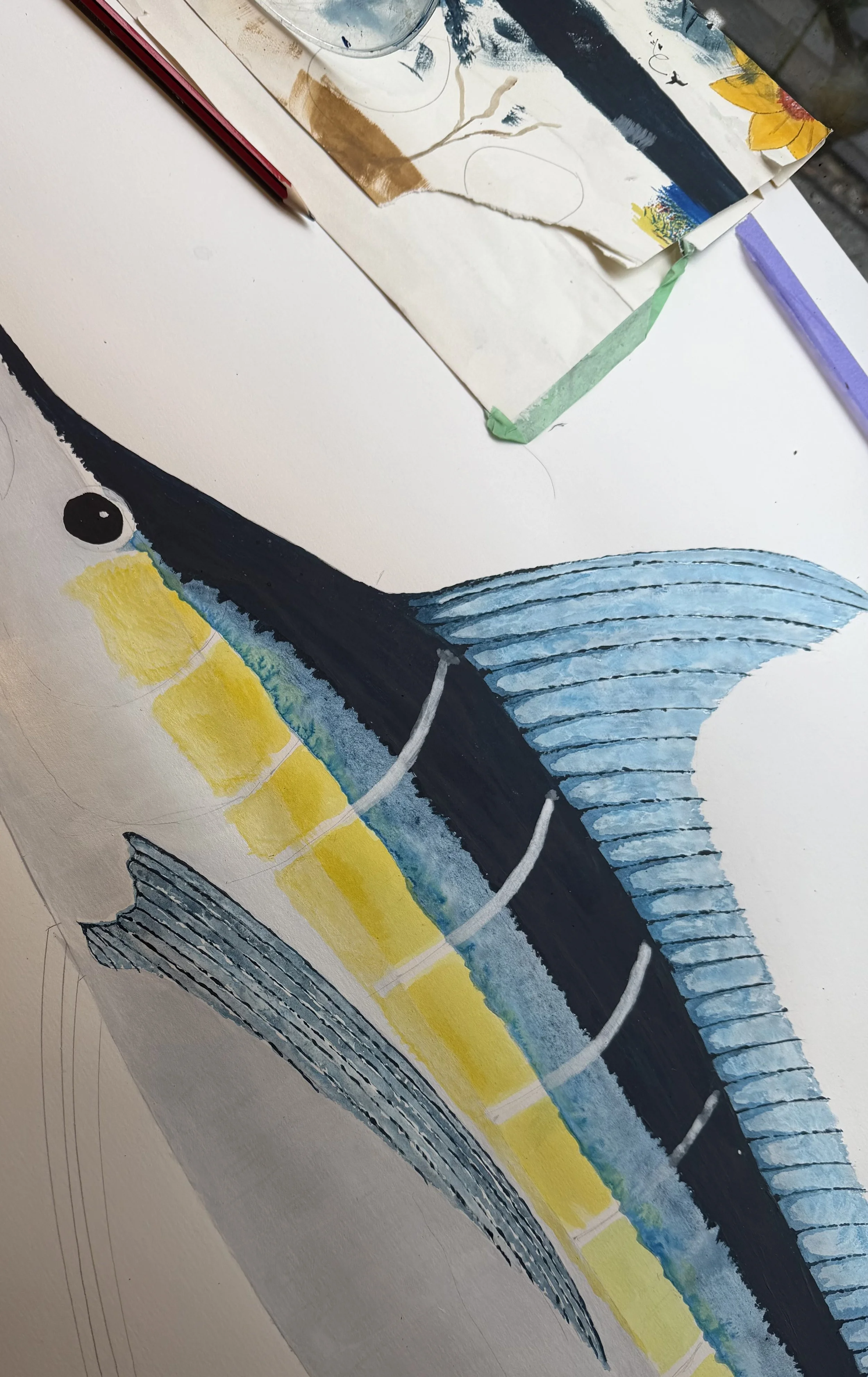 Striped Marlin - work in progress- set to complete late Feb 26. Will be sold as an original artwork.