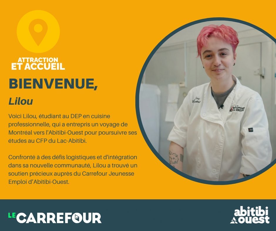 👋Nouvelles arriv&eacute;es👋⁠
⁠
Souhaitez la bienvenue &agrave; Lilou, &eacute;tudiant et tr&eacute;sor d&eacute;couvert par le Carrefour Jeunesse Abitibi-Ouest, qui s'est install&eacute; ici depuis Montr&eacute;al. Bonne chance dans tes futures ave