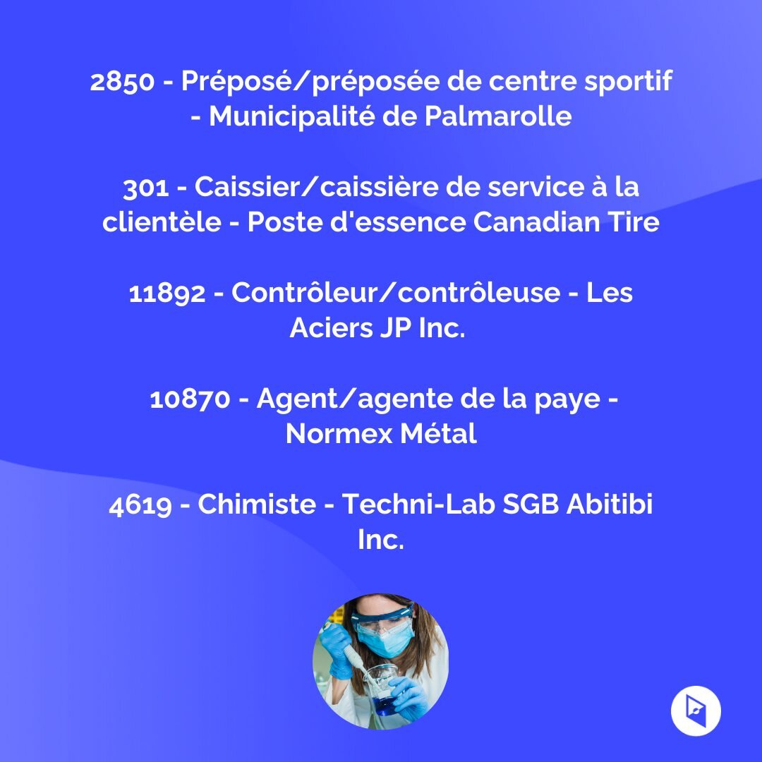 ⭐️Emplois vedettes⭐️

Il  y a plein de possibilit&eacute;s d'emploi pour toi en Abitibi-Ouest! 
En effet, ces employeurs sont &agrave; la recherche de la perle rare 😁

Pour consulter les offres d'emploi, visite : https://vivre.ao.ca/emplois/

 #abit