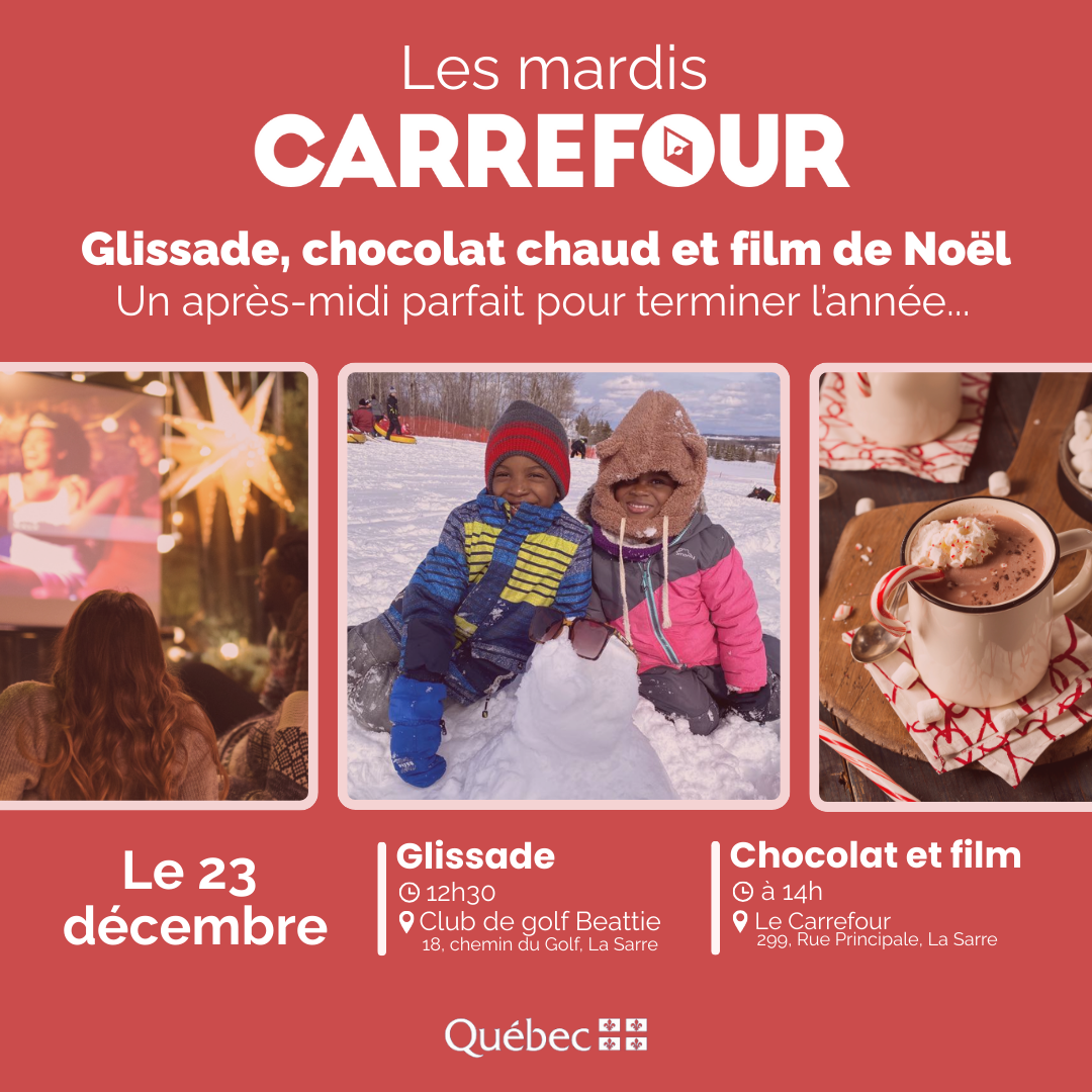 Glissade, chocolat chaud et film de Noël