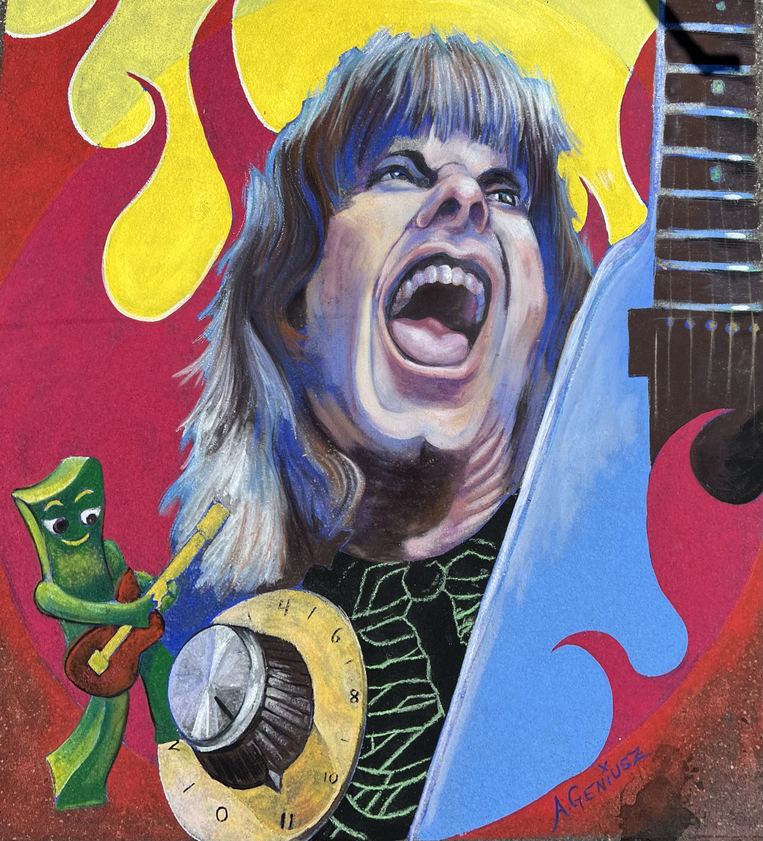“11”  a “This is Spinal Tap” fan art piece created in Wahpeton, ND for Borderline Chalkfest,  June 12-13, 2025. It was 10 ft by 10 ft.
