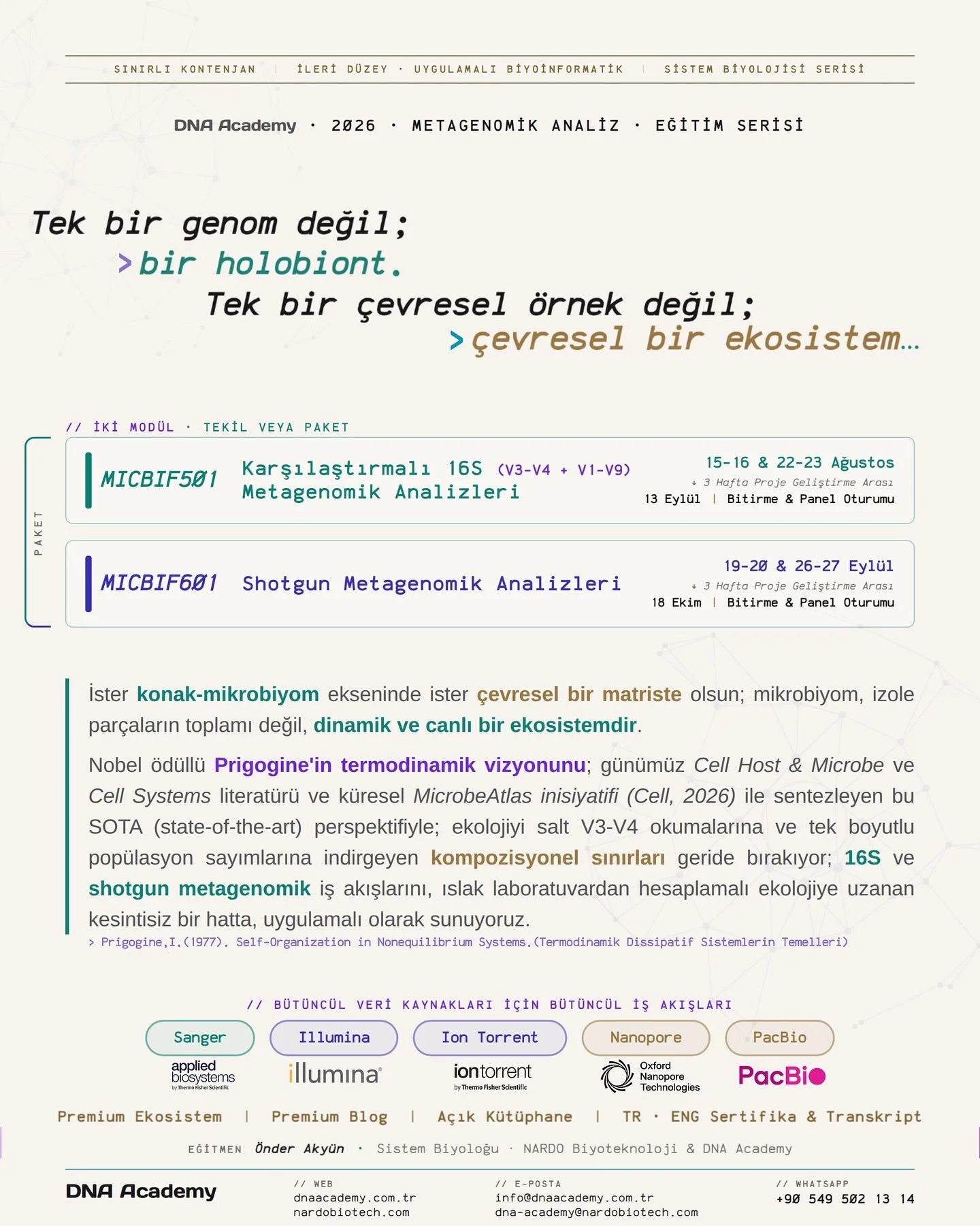 Biyolojik Ger&ccedil;ekliğe D&ouml;n&uuml;ş! Paradigma Değişiyor: Statik Kataloglamadan "Sistem Biyolojisi" Dinamiklerine... 🧬🦠

İster konak-mikrobiyom ekseninde ister &ccedil;evresel bir matriste &ccedil;alışıyor olun; mikrobiyal ekoloji