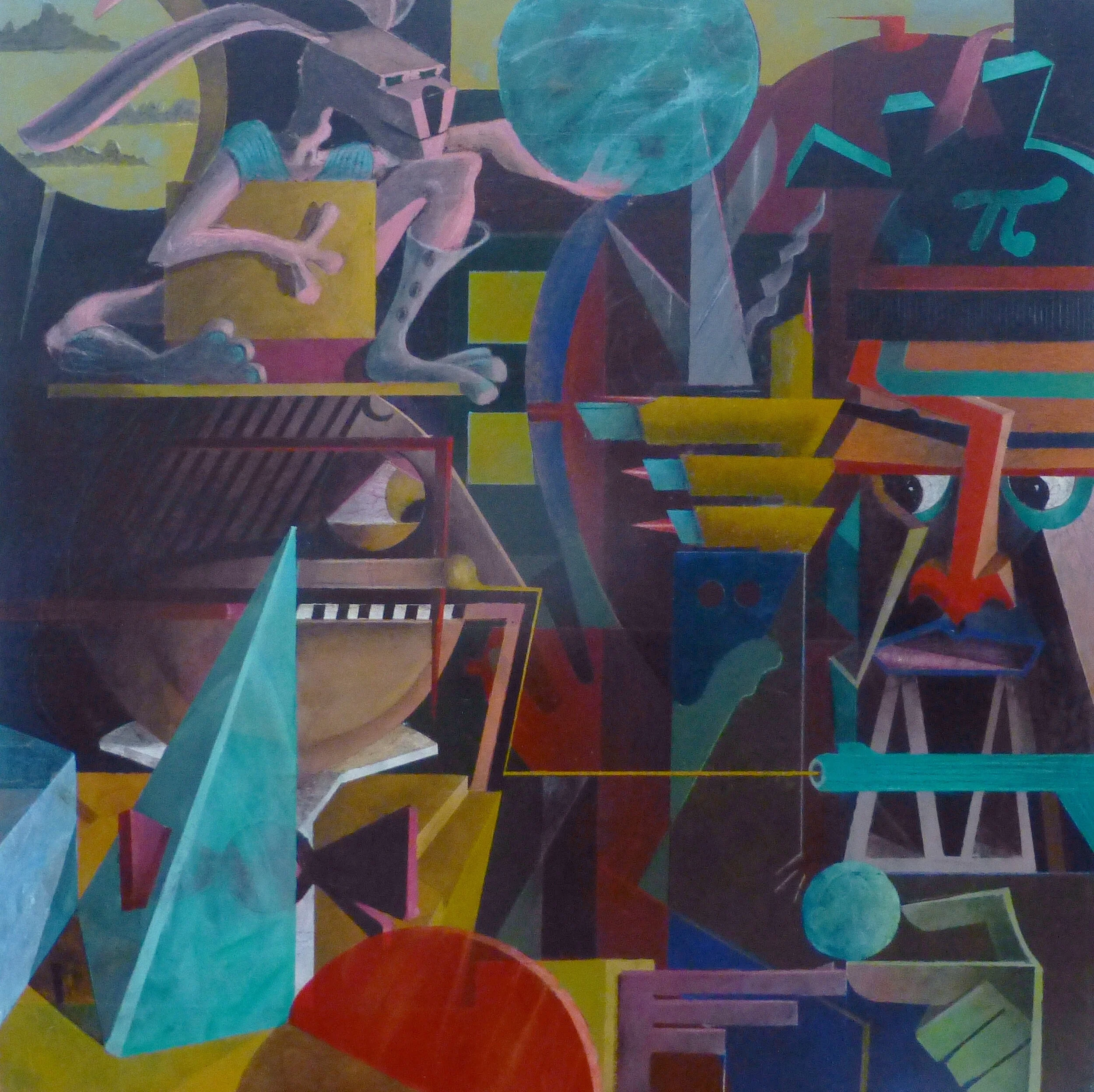 “Gangsters and Lovers”, 2019, Acrylic on wood panel, 24” x 24”