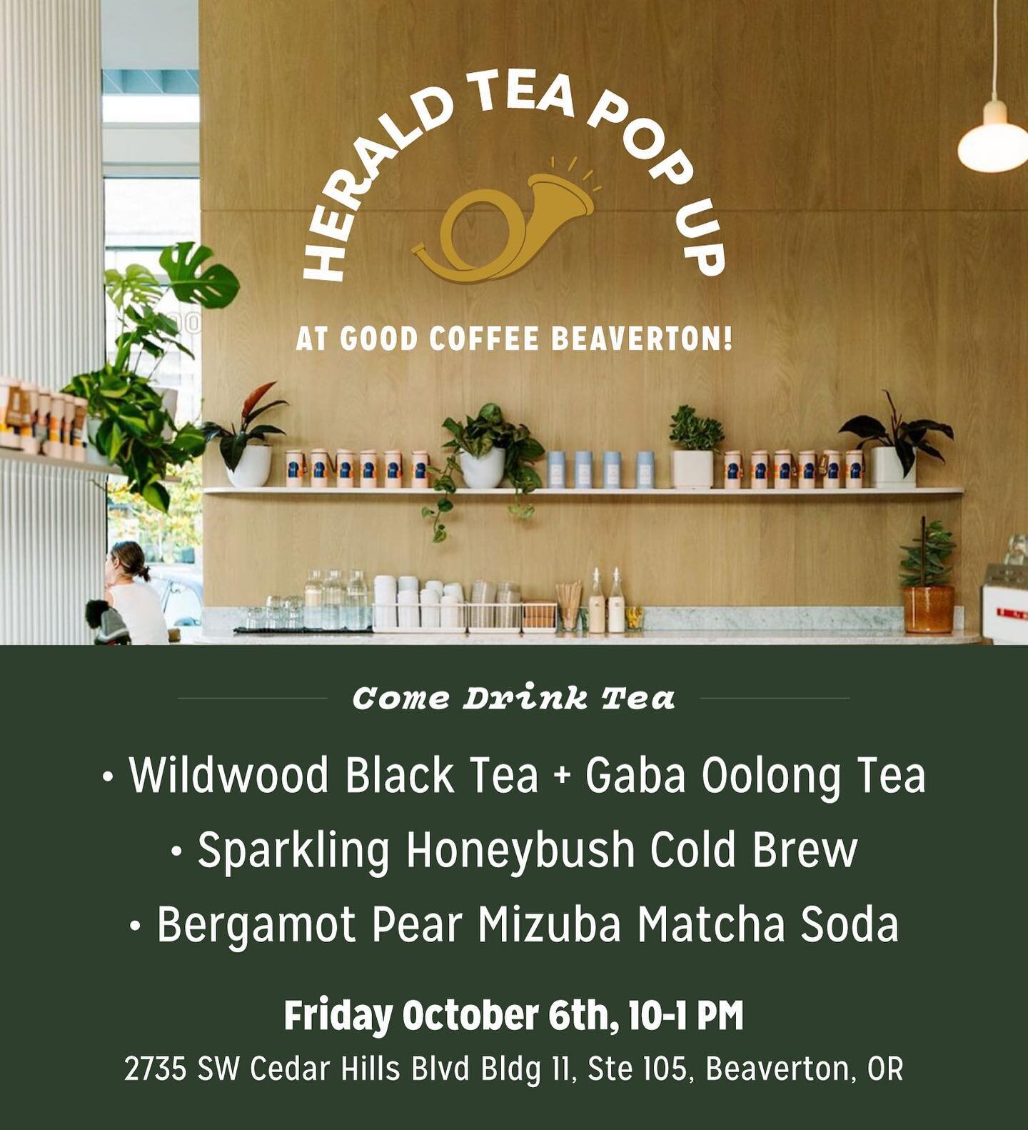 Herald Tea x Mizuba Tea Pop Up with our friends at Good Coffee at their gorgeous new cafe in Beaverton! Stop by if you can! So much #teaofcharacter to share!