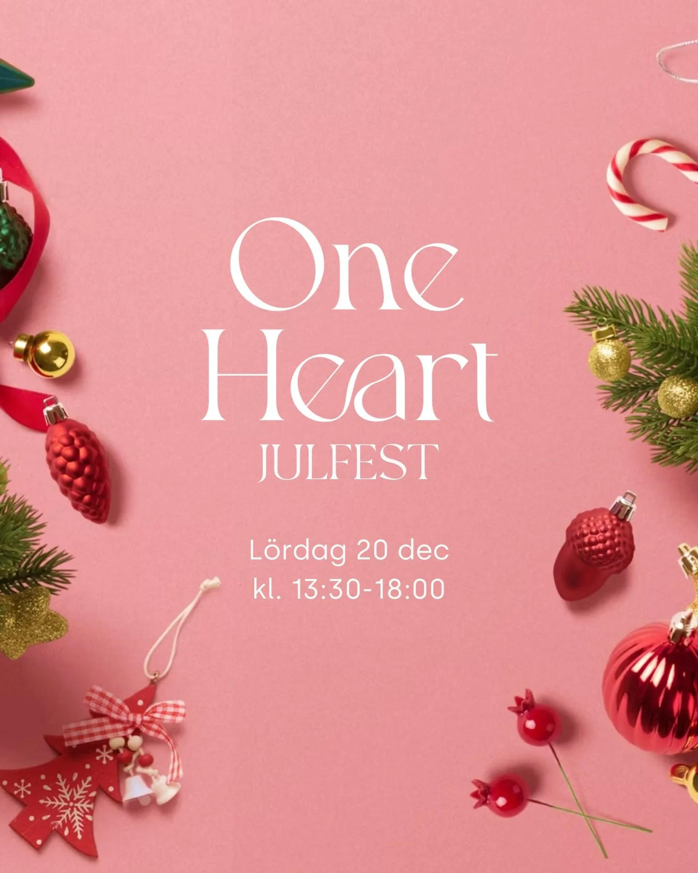 🎄 ONE HEART CHURCH - JULFEST 20 DECEMBER 🎄 Varmt v&auml;lkommen att fira jul tillsammans med oss! ✨

L&ouml;rdagen den 20 december kl. 13:30 samlas vi i Linn&eacute;salen i Korskyrkan f&ouml;r en eftermiddag fylld av gemenskap, julmat, s&aring;ng o