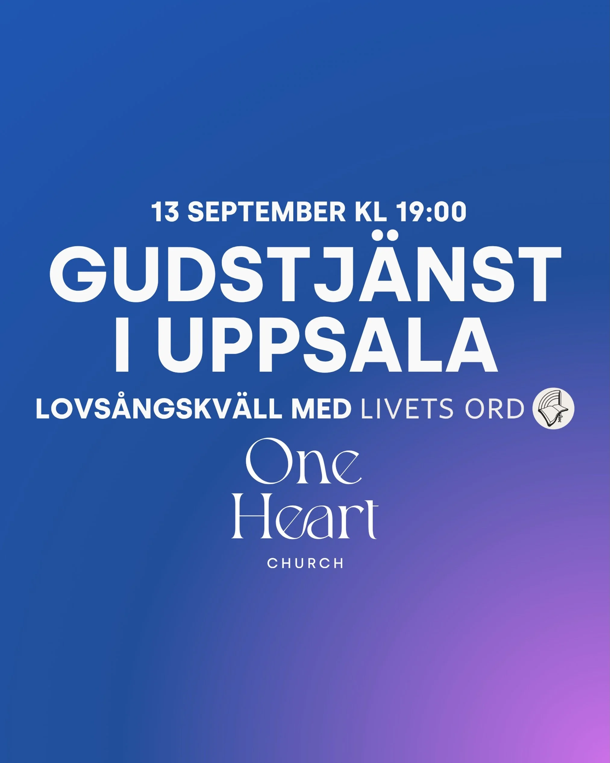 ❤️&zwj;🔥 DEN H&Auml;R S&Ouml;NDAGEN - VI SAMLAS I UPPSALA!

Den h&auml;r s&ouml;ndagen flyttar vi v&aring;r gudstj&auml;nst till Uppsala, d&auml;r vi tillsammans med @livetsord samlas till en kv&auml;ll av lovs&aring;ng och tillbedjan. 🙌

Vi l&auml