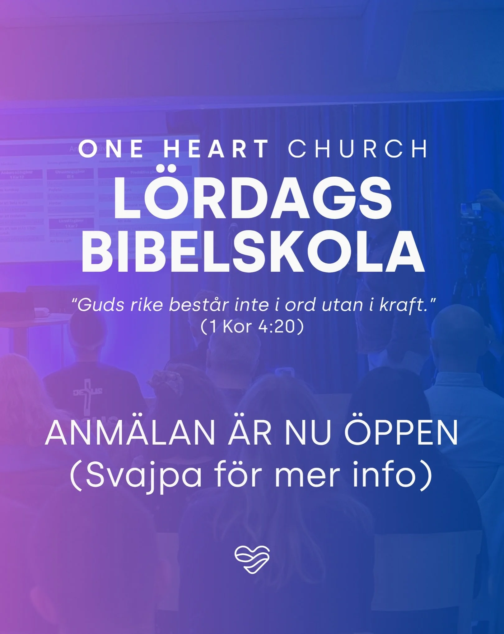 🔥 ANM&Auml;LAN &Auml;R NU &Ouml;PPEN 🔥
L&Ouml;RDAGSBIBELSKOLA 2026/2027

L&auml;ngtar du efter mer &auml;n bara kunskap om Jesus?

Vi tror att Gud kallar oss till att g&aring; djupare - att bli f&ouml;rankrad i Ordet, l&auml;ra k&auml;nna den Helig