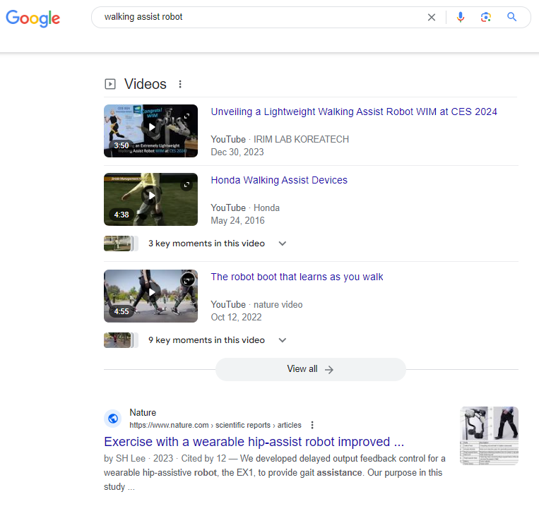 "walking assist robot" Google search