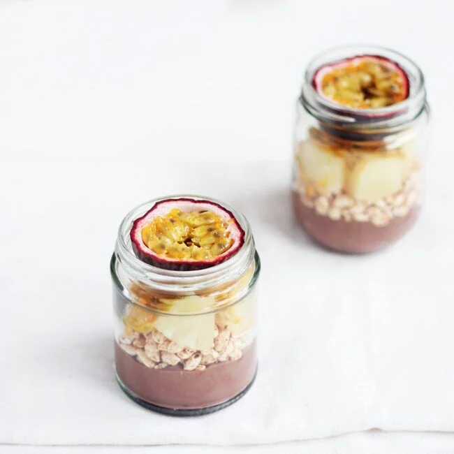 RECIPE : chocolate tofu mousse with cinnamon puffs