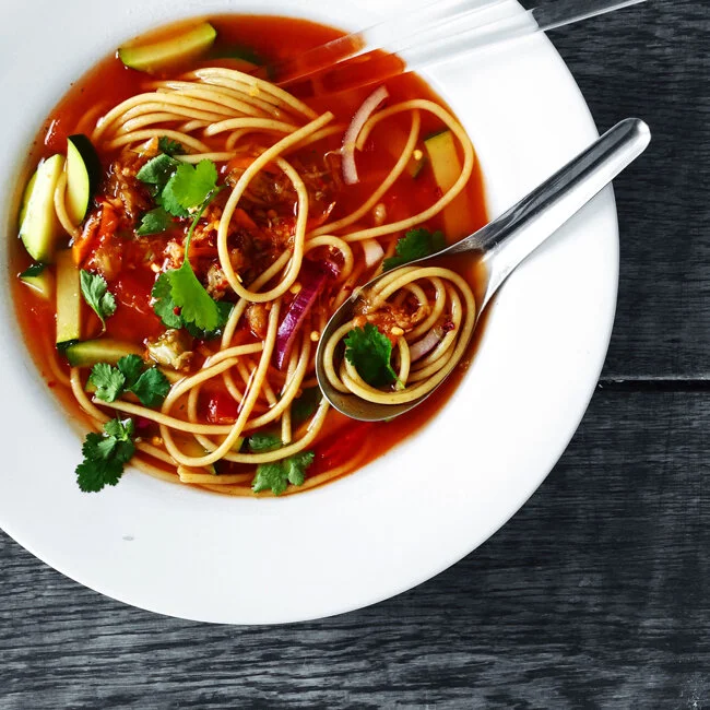 RECIPE : spicy sour spaghetti soup | cooking with leftovers