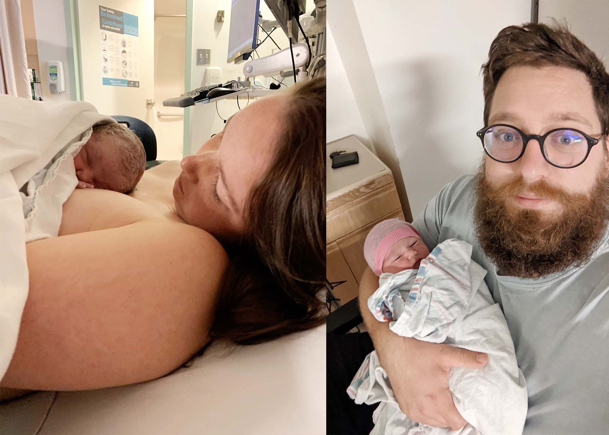 Mom and Dad holding Selah for the first time in the hospital.