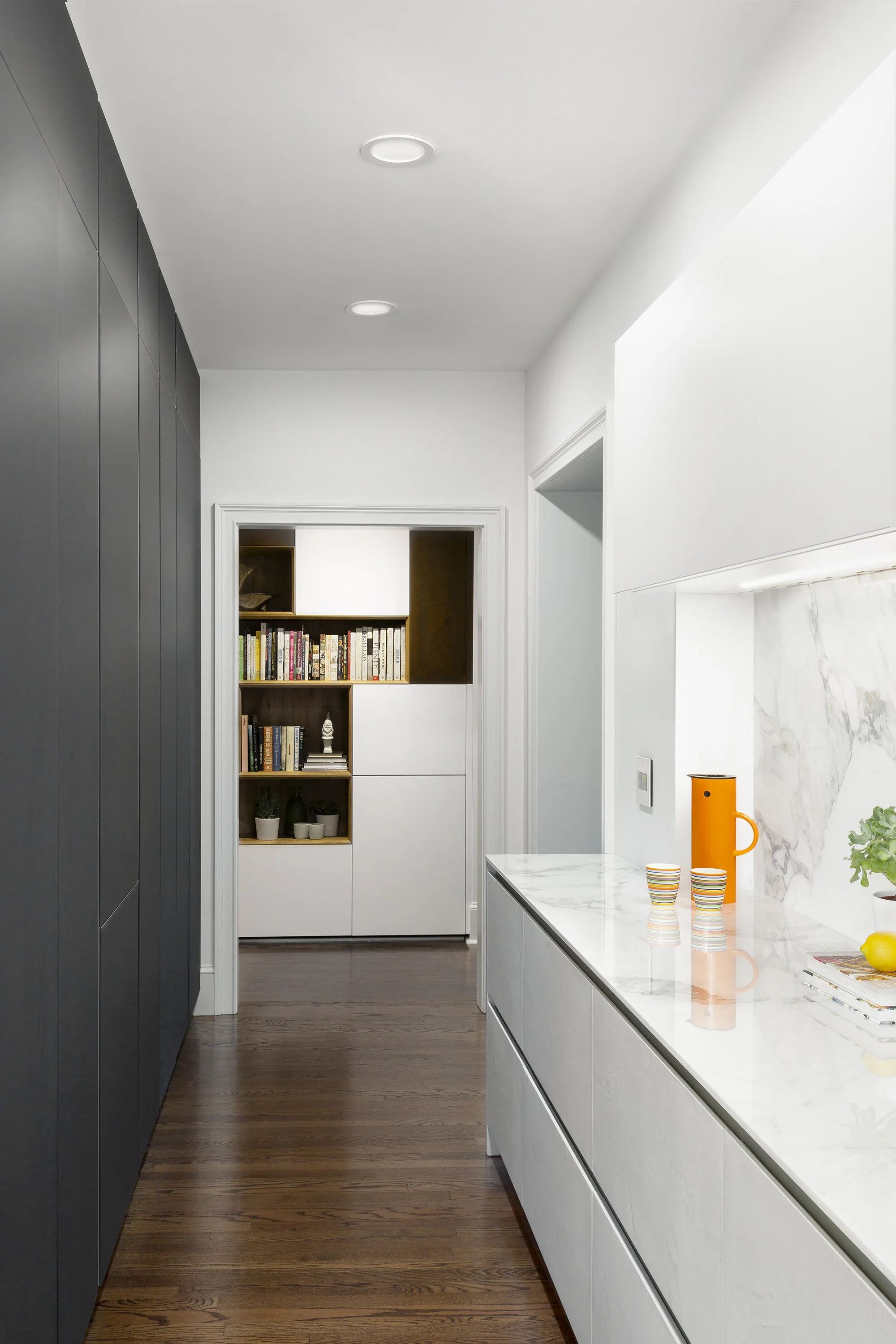 Kitchen island in Boston residence, designed by Gregory Hitchcock Design.
