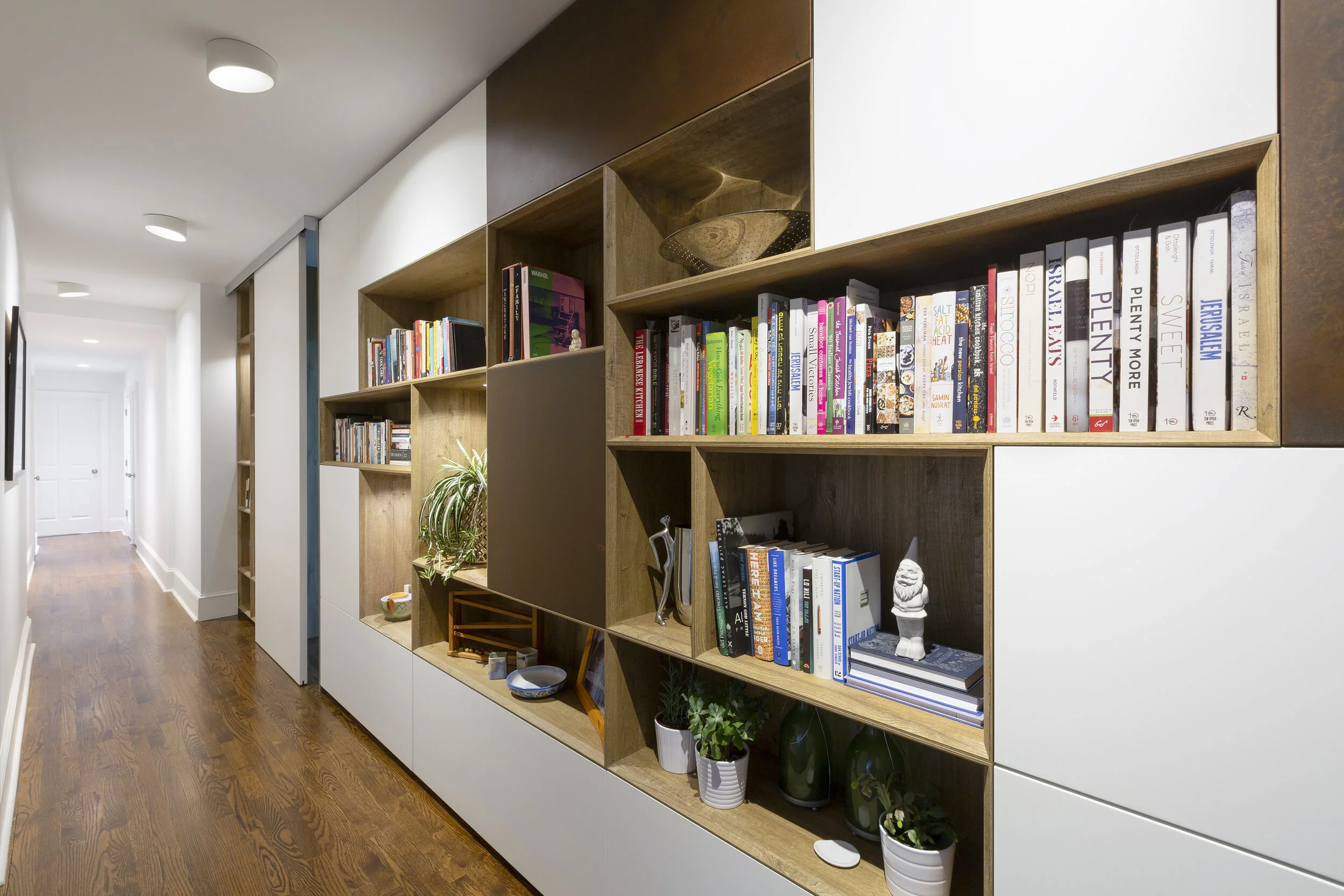 Wide kitchen view in Boston residence, designed by Gregory Hitchcock Design.